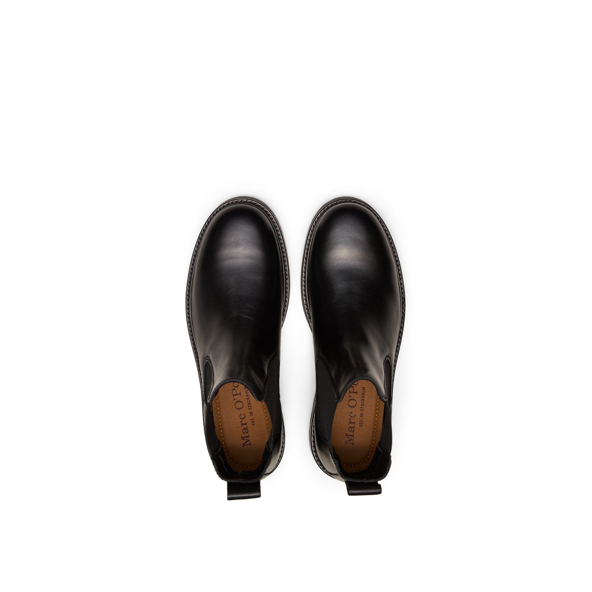 Bottines Chelsea, modèle Rony en cuir de vachette de qualité supérieure noir, MARC O'POLO