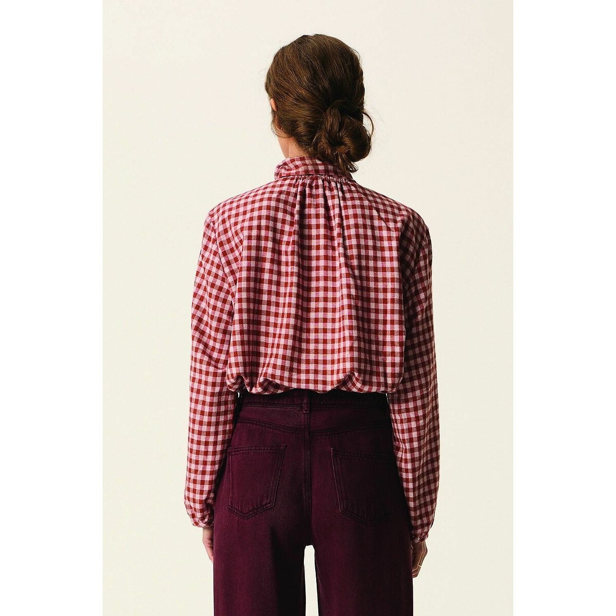 Rainbow Checked Blouse with Pussy-Bow Collar 90002586, DES PETITS HAUTS