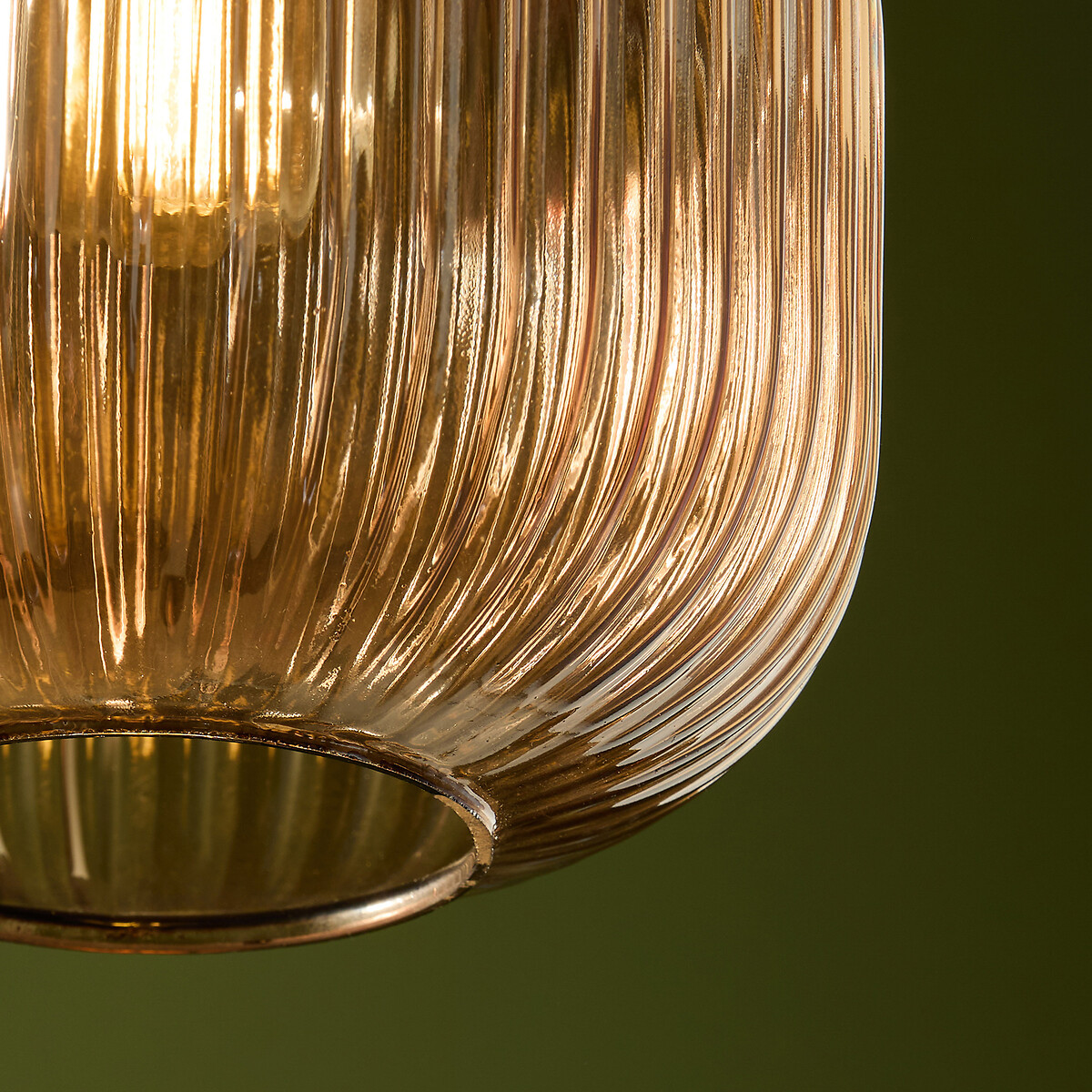 MADE.COM Briz Ribbed Glass Easyfit Pendant Light Shade amber, MADE