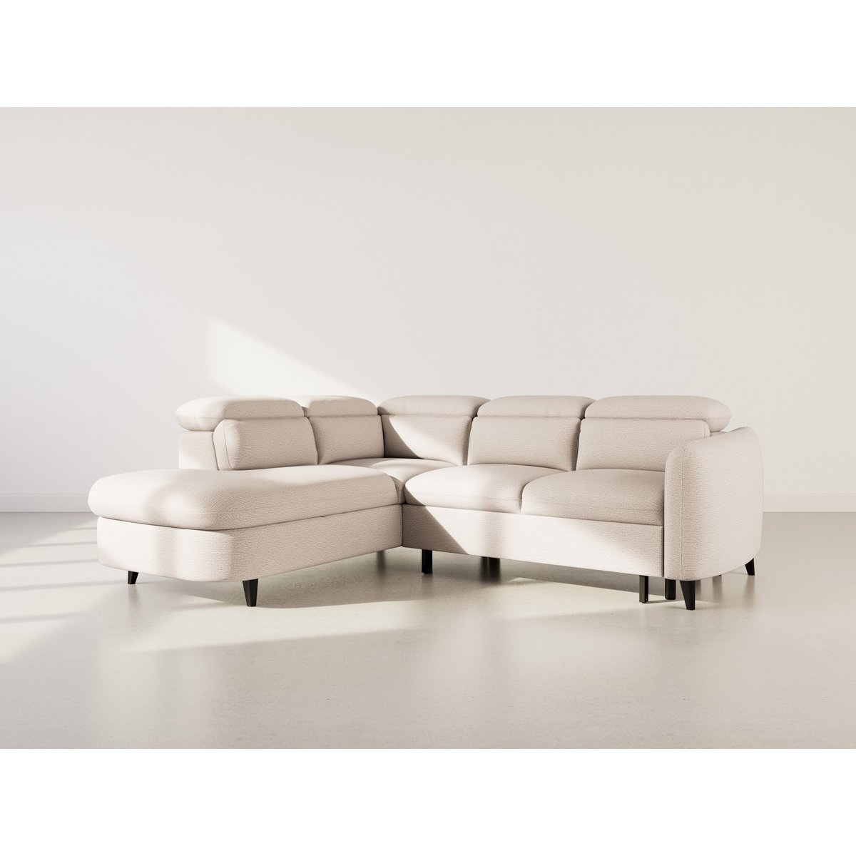 Canapé angle gauche convertible tissu texturé, OPALINE beige, BEST MOBILIER