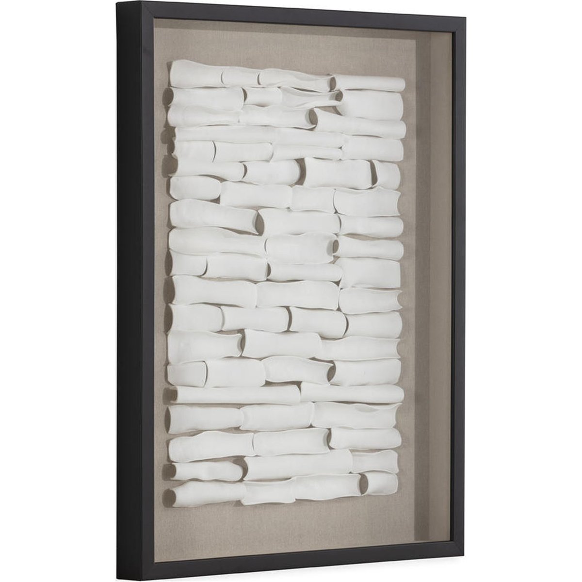 Tableau mural contemporain en relief noir, crème et blanc, RECOLLECTION