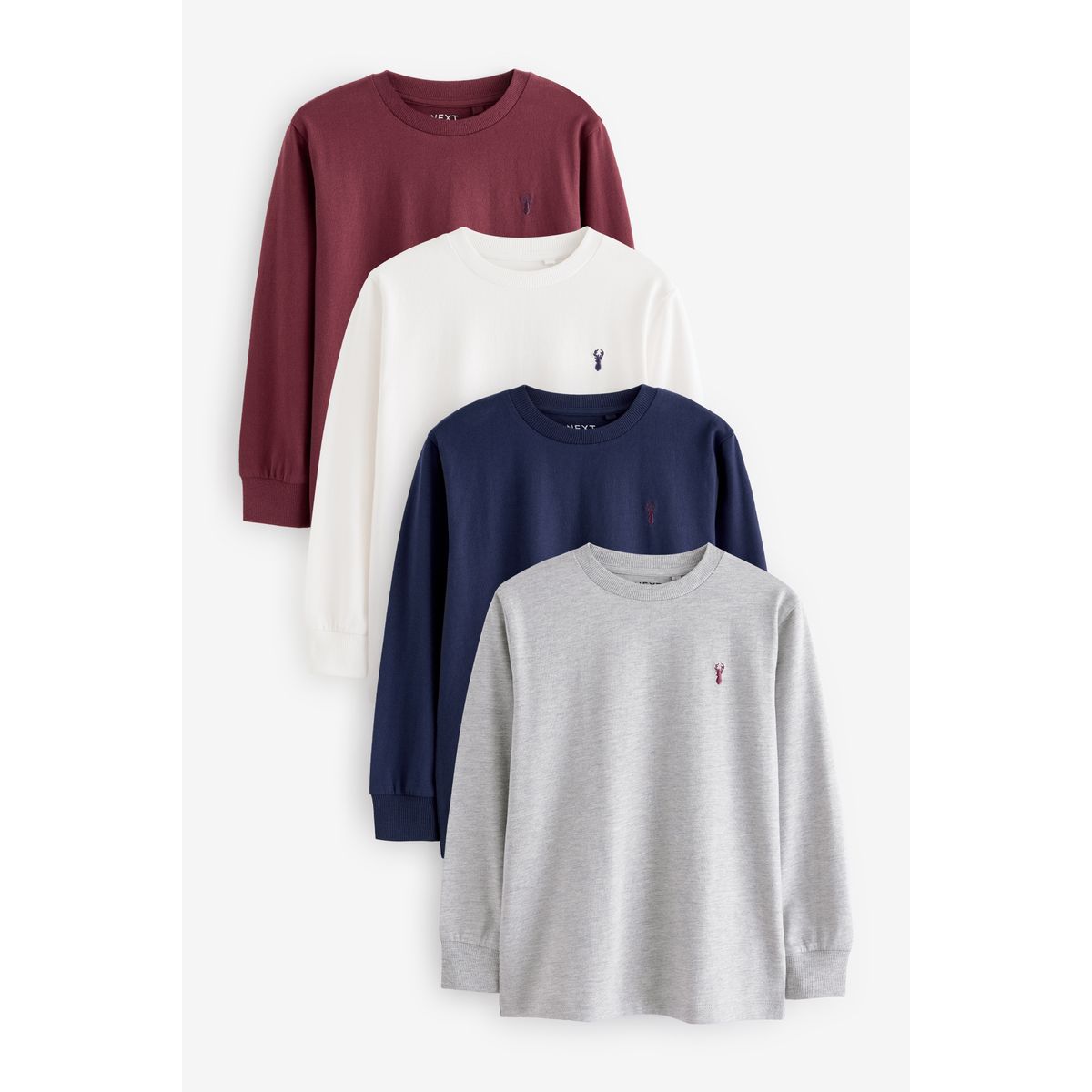 T-shirt à manches longues, lot de 4 rouge baies/gris/blanc/bleu, NEXT