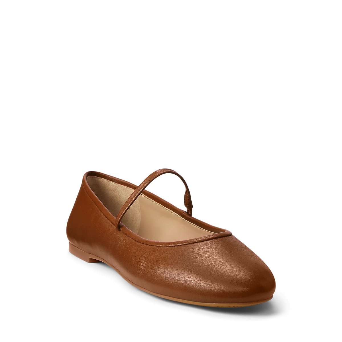 Jayna Leather Mary Jane Ballet Pumps tan, LAUREN RALPH LAUREN