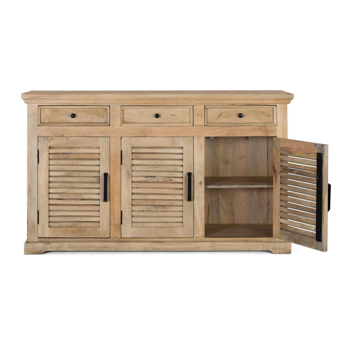 Buffet 3 tiroirs 3 portes Bois Marron - marron, DECORATION D’AUTREFOIS