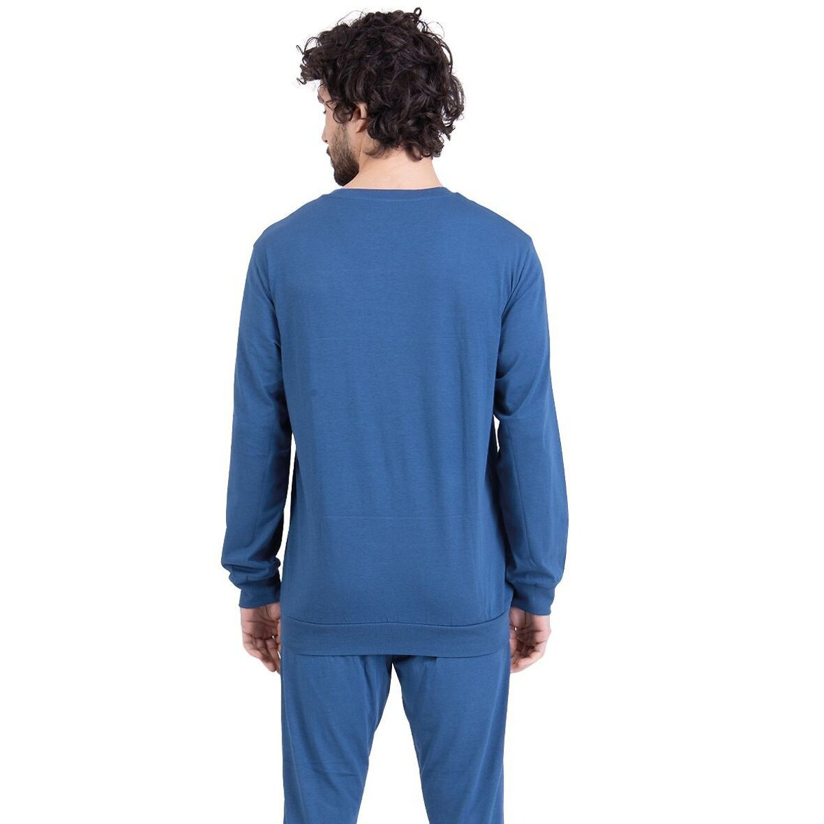 Pyjama long haut manches longues bleu, ATHENA
