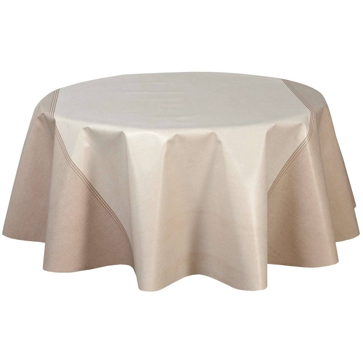 Nappe en toile cirée ronde STOWE ecru, TOILINUX
