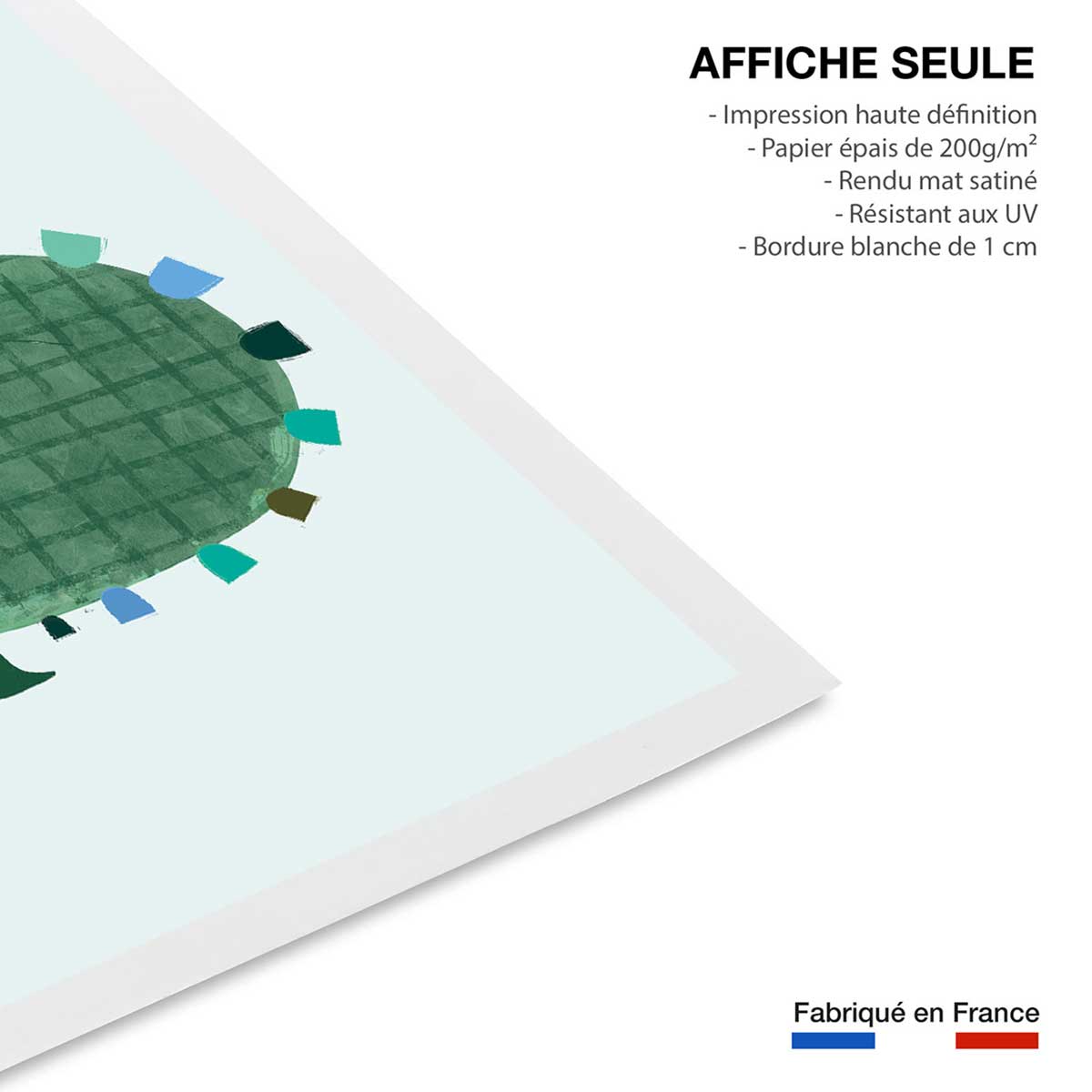 Affiche enfant tortue verte affiche seule, HEXOA