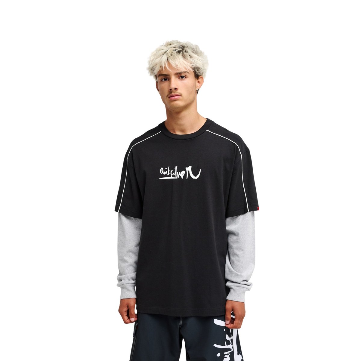 T-shirt manches longues YOUNG GUNS DOUBLE LAYER noir black, QUIKSILVER