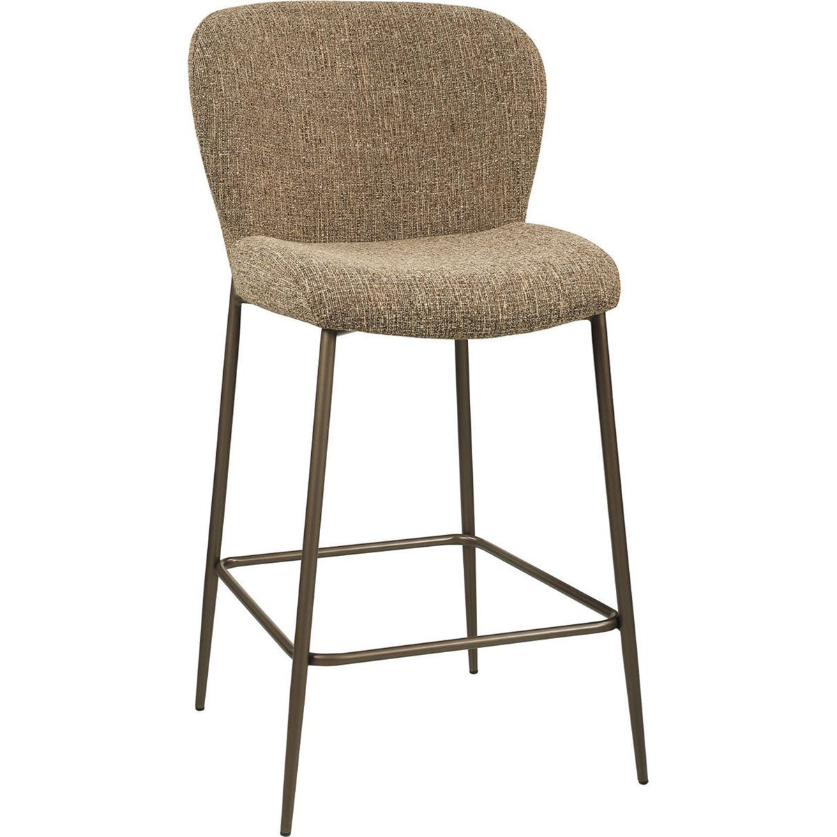 Tabouret de comptoir en tweed et fer tweed brun, RECOLLECTION