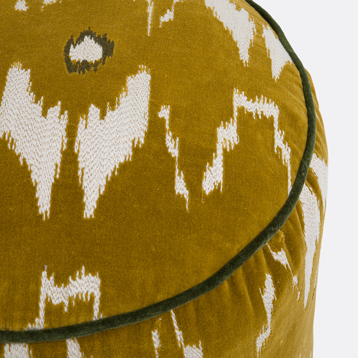 Hocker ASTANA aus Samt Durchmesser 35 cm, aus Baumwolle, bestickt mit Ikat-Motiven ikatmuster, LA REDOUTE INTERIEURS
