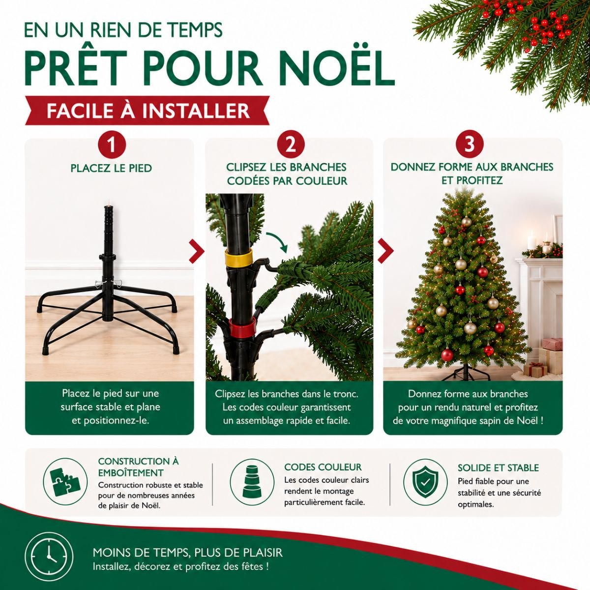 Sapin de Noël artificiel H260 cm TUSCAN vert, TRIUMPH TREE