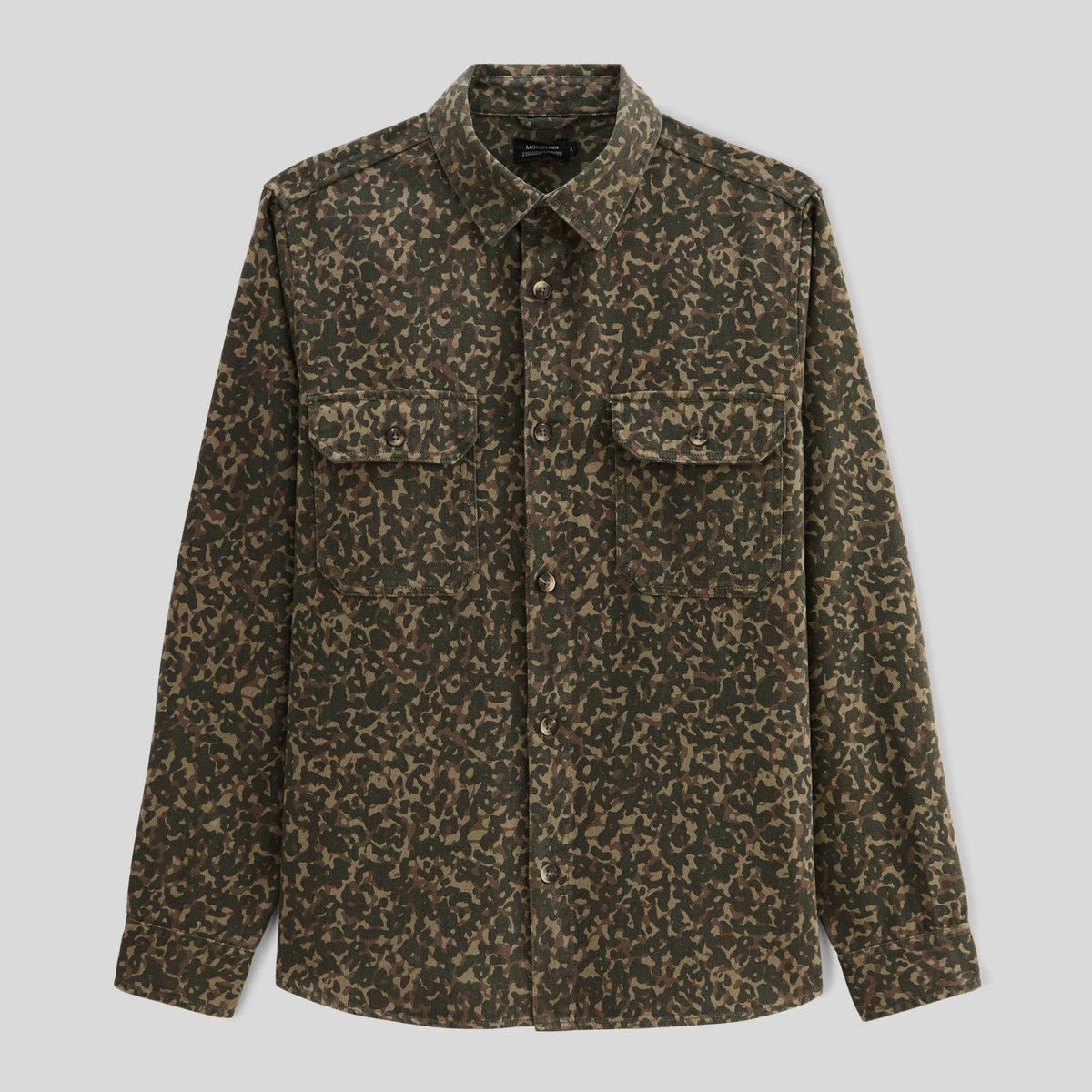 Surchemise manche longue imprimé camouflage en coton bio certifiée GOTS militaire, MONOPRIX