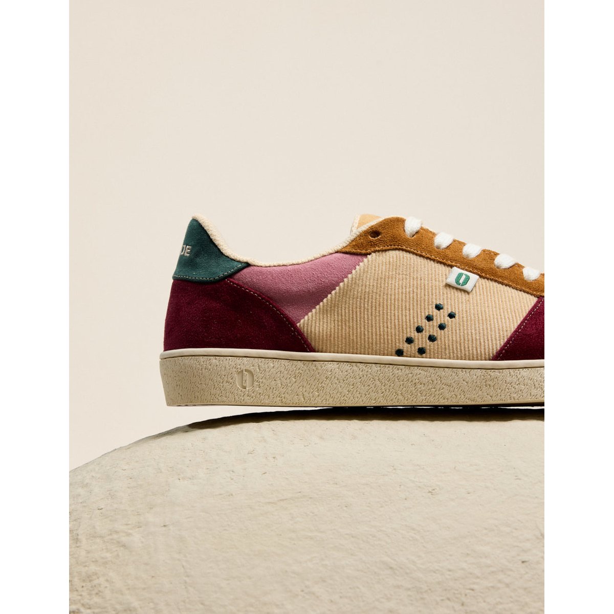 Baskets basses MARIE bordeaux beige moutarde, ODAJE