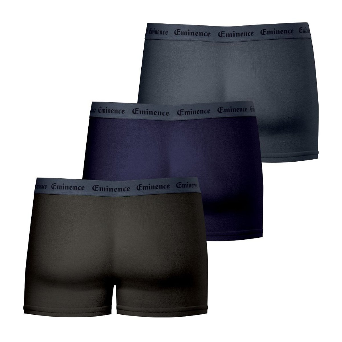 Pack of 3 Allure Eminence Boxer Shorts For Men grey + navy + khaki, EMINENCE