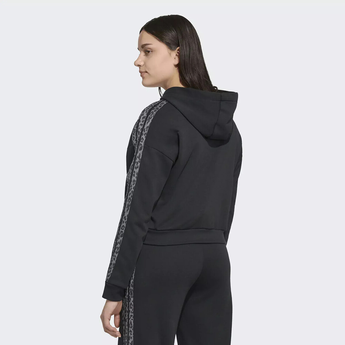Sweat zippé avec capuche, 3 bandes, ESSENTIALS noir, ADIDAS SPORTSWEAR