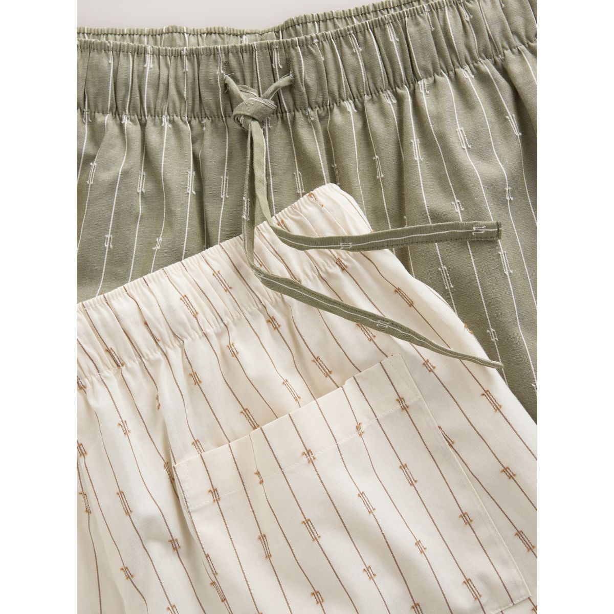 Short de pyjama tissé à rayures, lot 2 vert/écru, NEXT