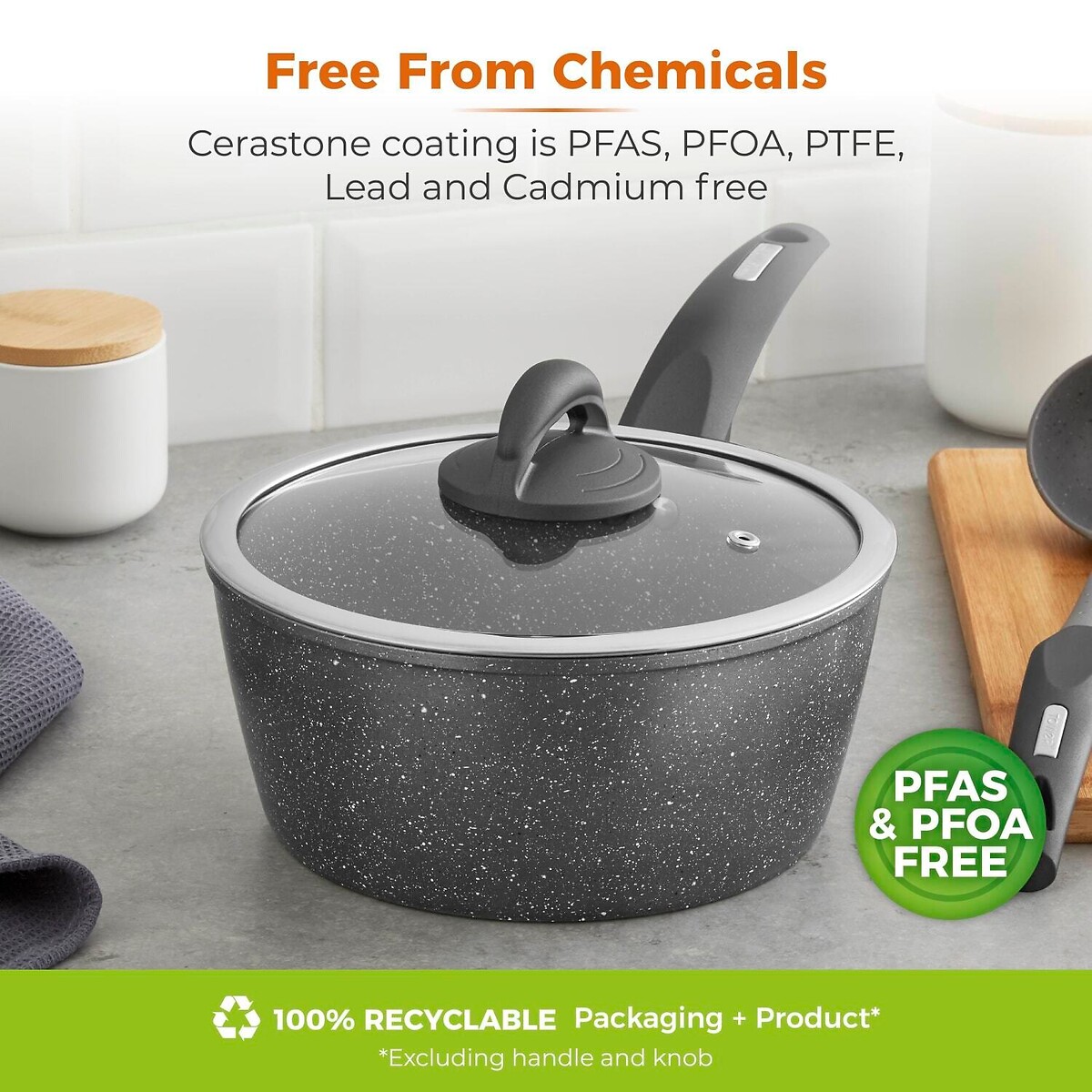 22cm Cerastone Saucepan Graphite grey, TOWER