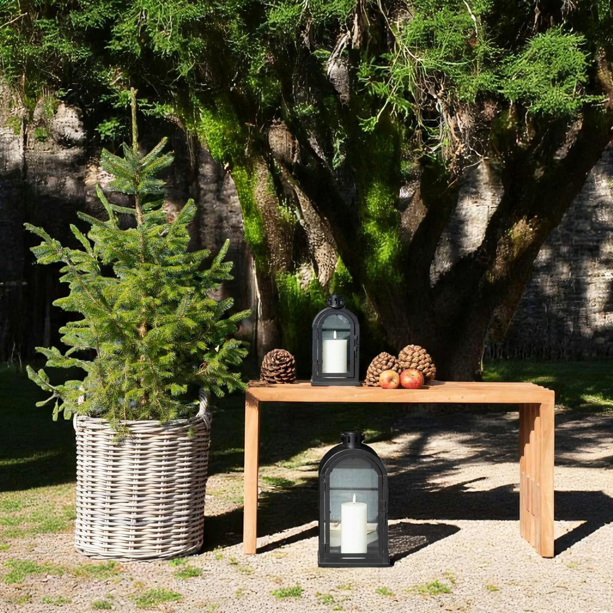 Banc de jardin en bois de teck sans dossier 90 cm MENDOZA bois naturel, PIER IMPORT