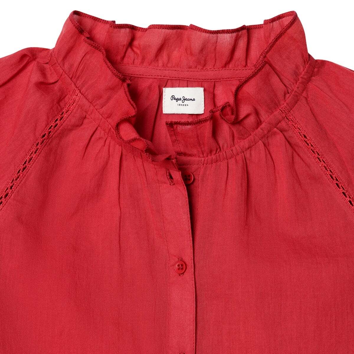 Blouse Fluide Avec Dentelles rouge rugby, PEPE JEANS