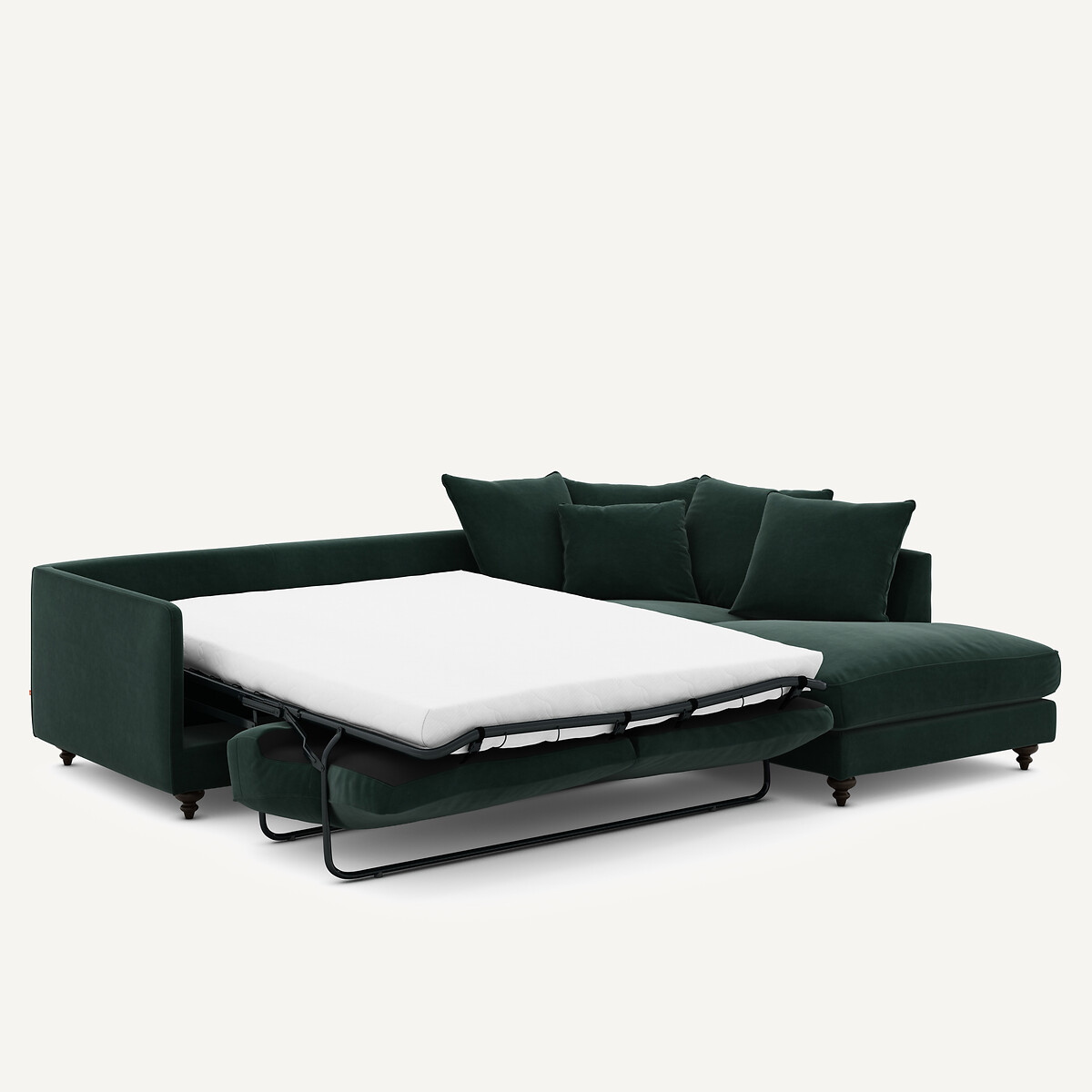 Canapé d'angle convertible velours, Lazare vert tsar, AM.PM