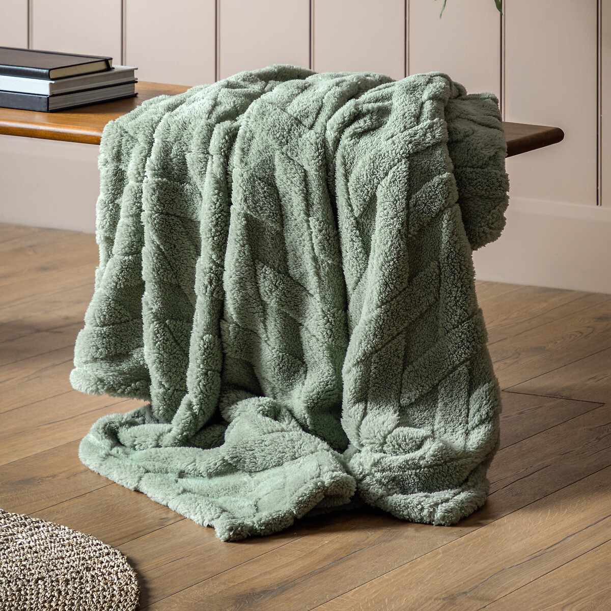 Green Cable Knit Throw green, SO'HOME