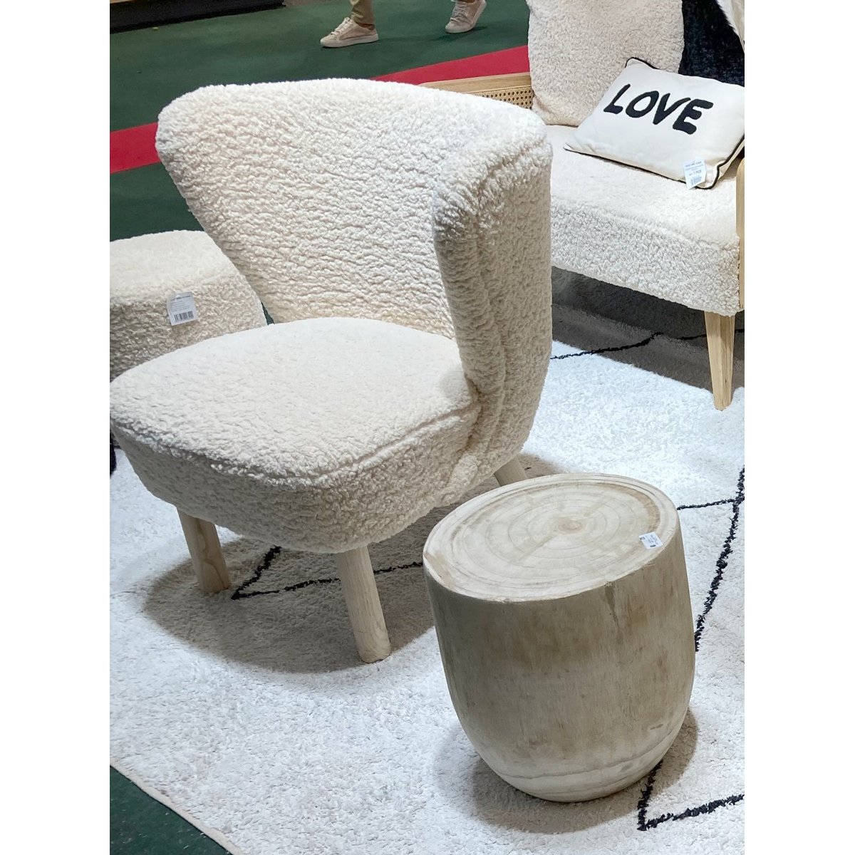 Fauteuil en tissu boucle - ALPES blanc, MATHI DESIGN