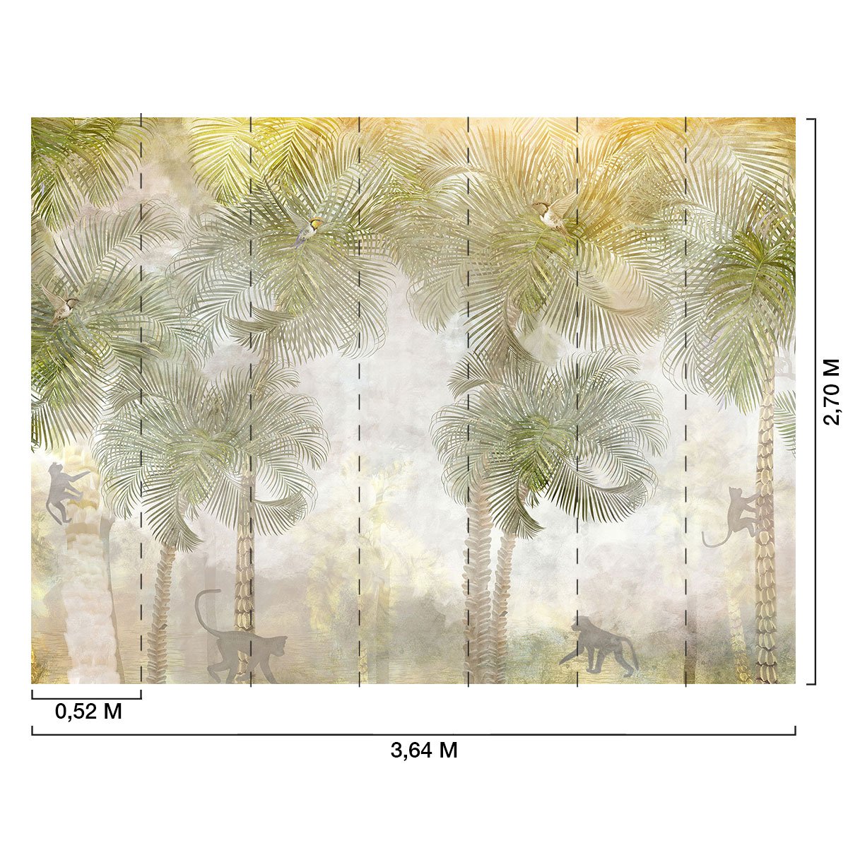 Papier peint panoramique singes et tropiques intissé, HEXOA