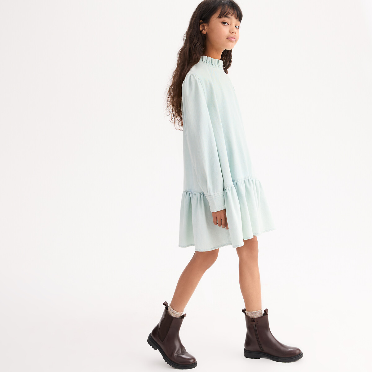 Bottines montantes en cuir zippées marron, LA REDOUTE COLLECTIONS