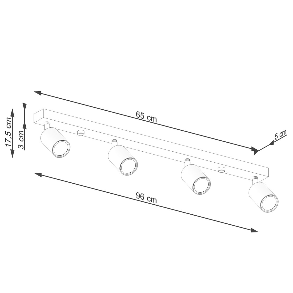 Plafonnier Acier Bois/Blanc GU10 4 Verdo marron, EDEN
