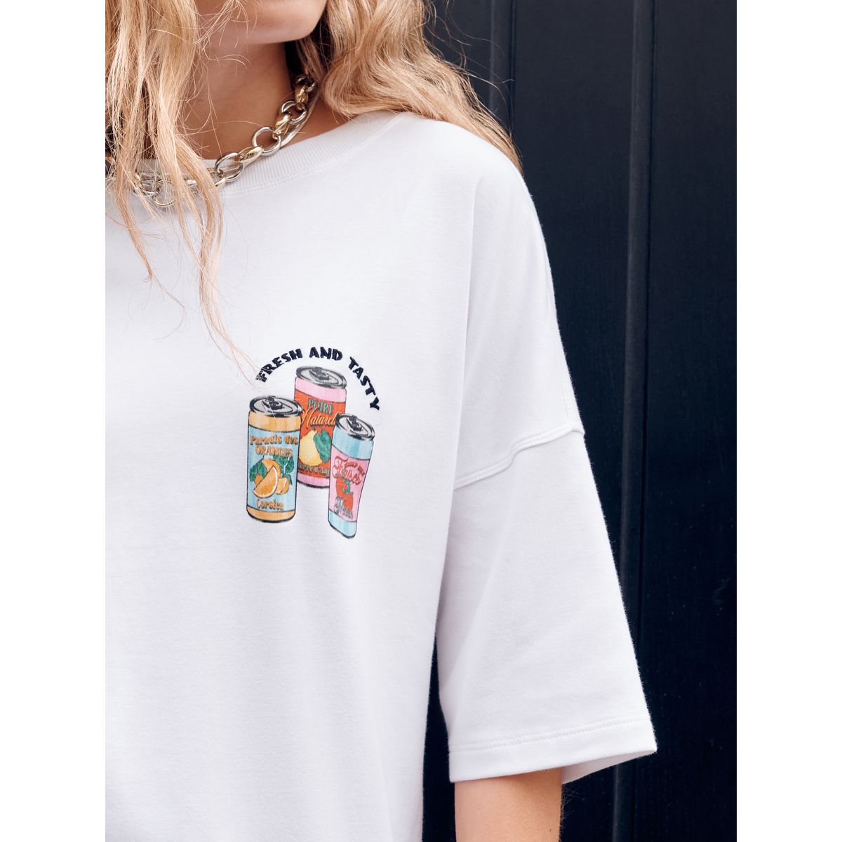 T-shirt à manches courtes et motif cannettes blanc, NEXT