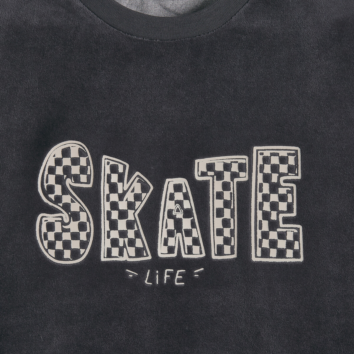 Lote de 2 pijamas de veludo com estampado de skate bege/antracite, LA REDOUTE COLLECTIONS