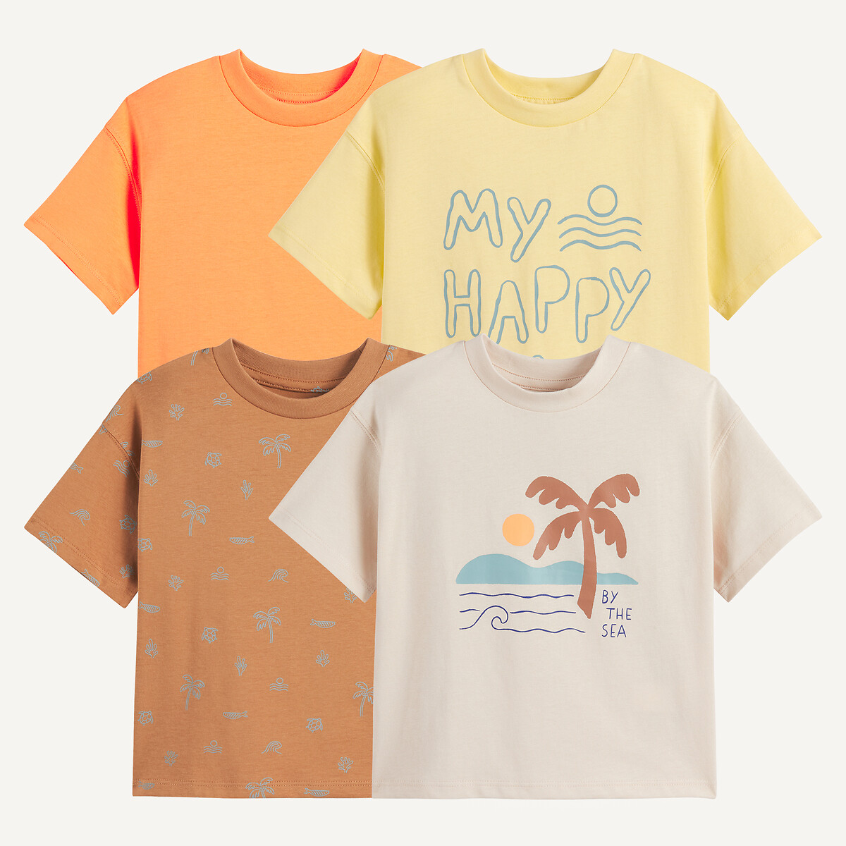 Set van 4 bedrukte T-shirts met korte mouwen multicolor, LA REDOUTE COLLECTIONS