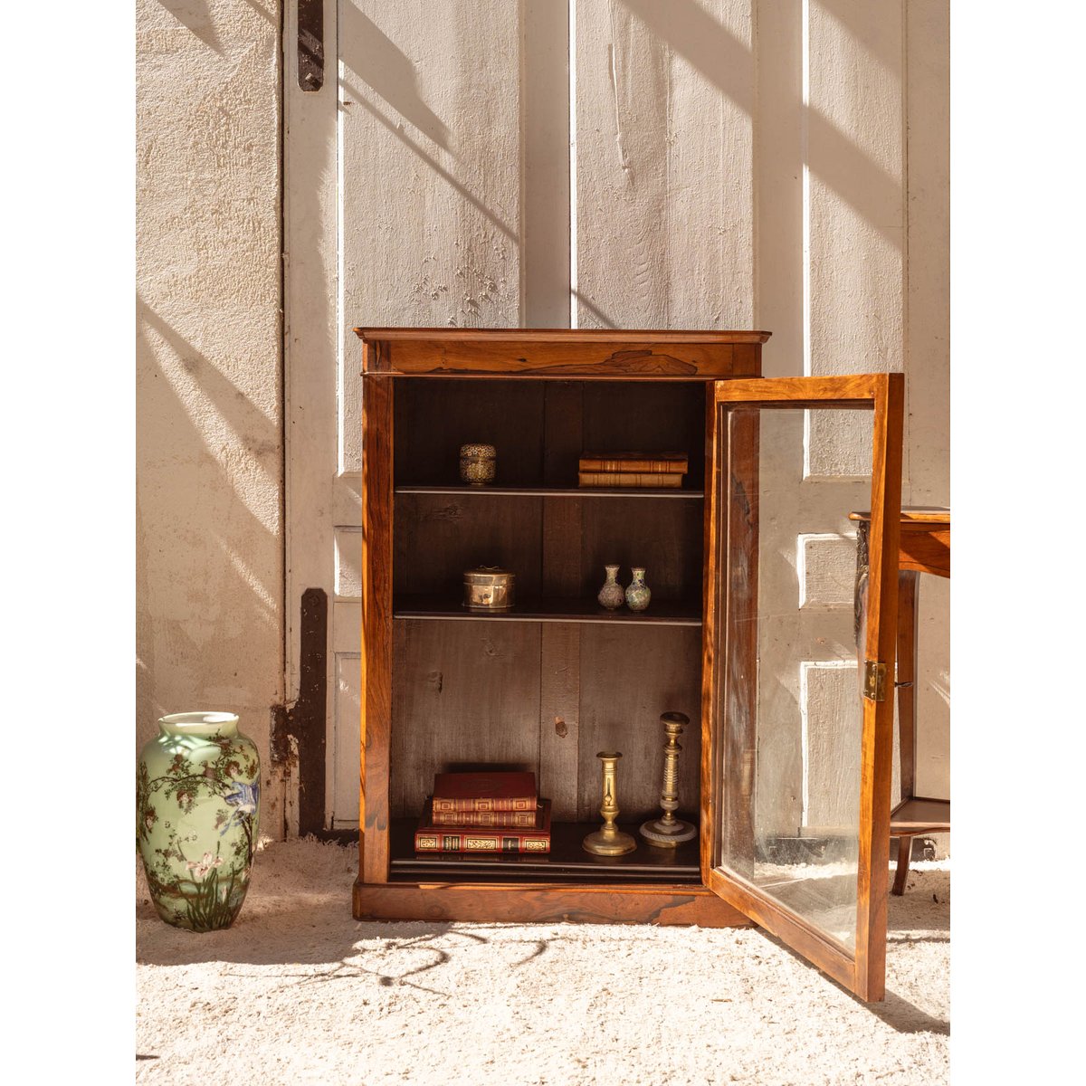 Vitrine en bois Victoria N°1302 - Bon état bois foncé, DEBONGOUT
