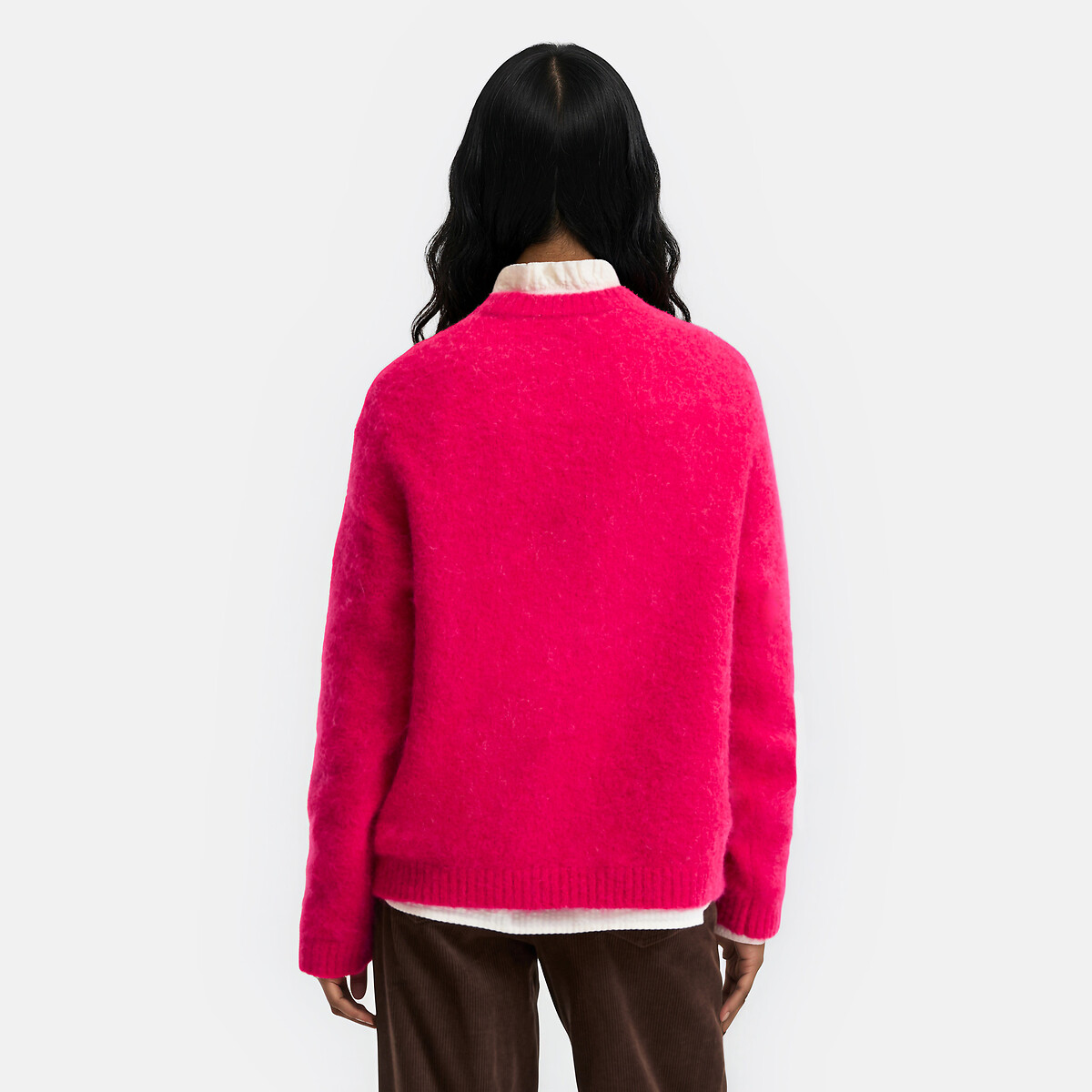 Trui met ronde hals van een mix van geborsteld alpaca, Signature AZELIE roze, LA REDOUTE COLLECTIONS