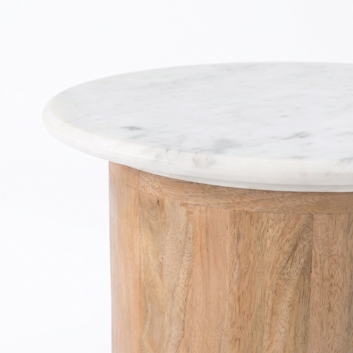 Table d'appoint en marbre et bois de manguier - LÉANA blanc, MAISON PAVANE