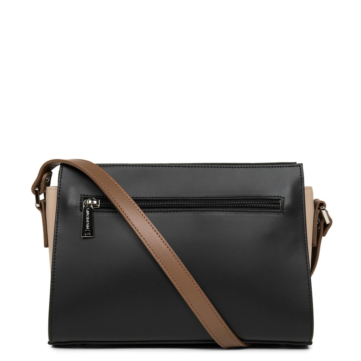 Petit sac trotteur, Made in France SMOOTH noir - nude - vison, LANCASTER