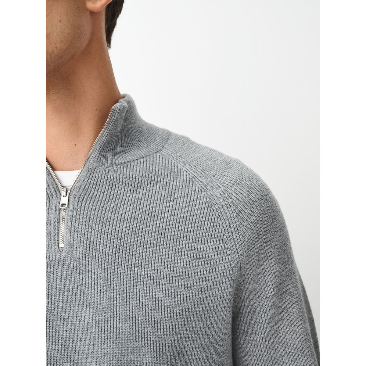 Pull standard texturé à col zippé essential gris, NEXT