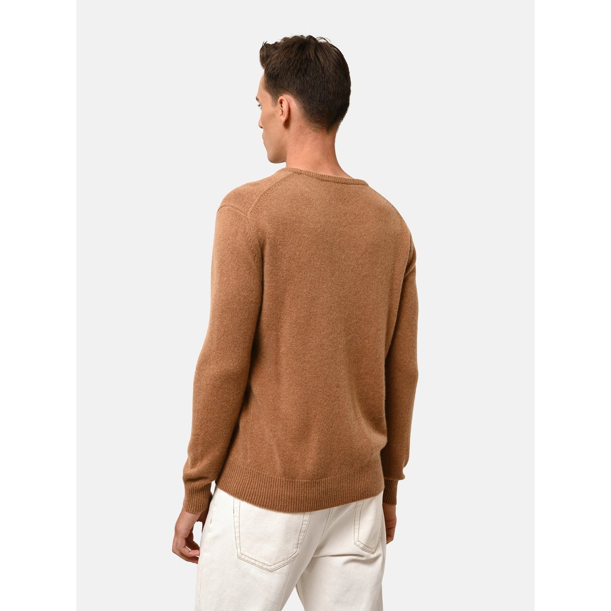 Pull Col Rond 4 Fils Noisette Gabin marron clair, JUST CASHMERE