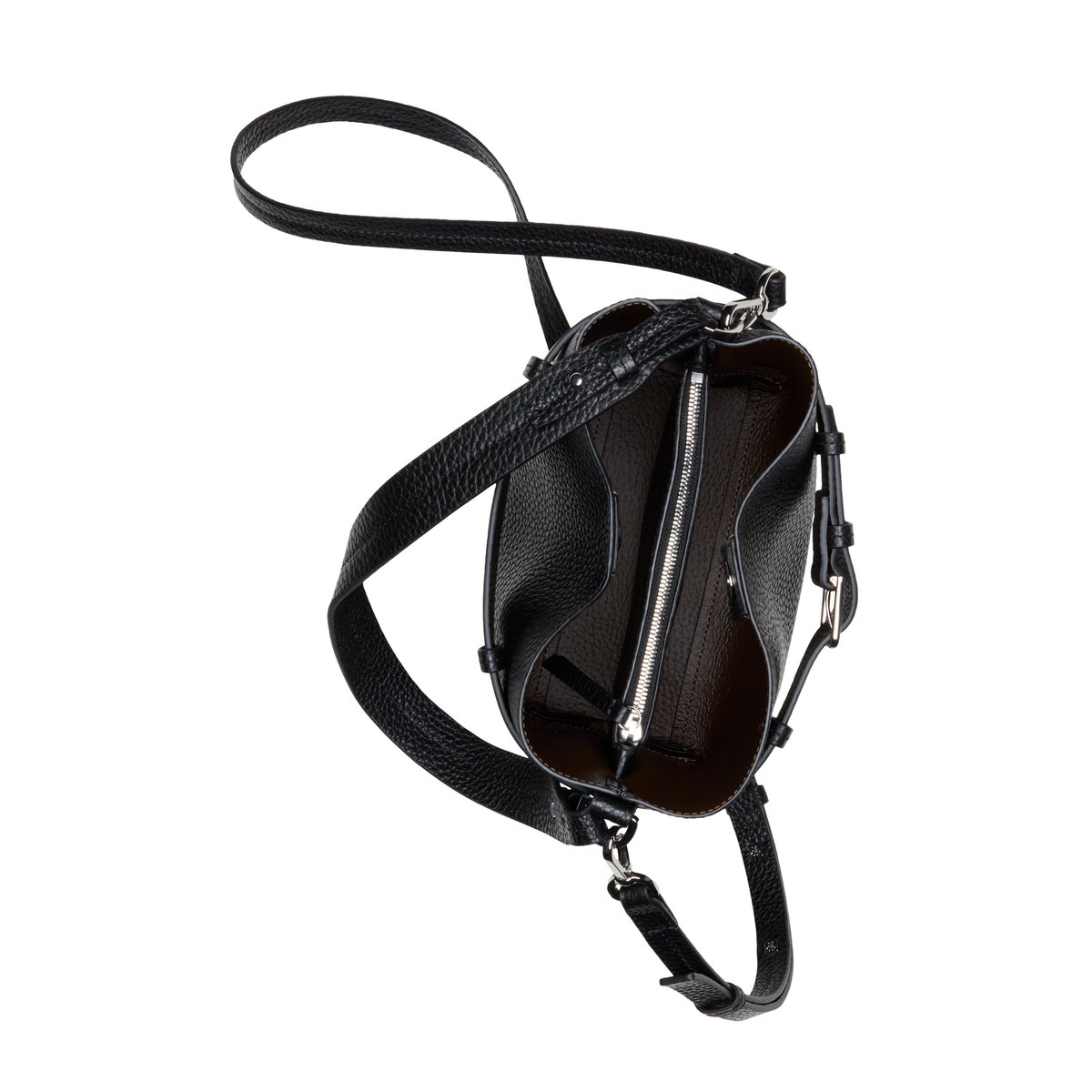 Sac Hobo modèle Brinni petit format en cuir de vachette grainé noir, MARC O'POLO