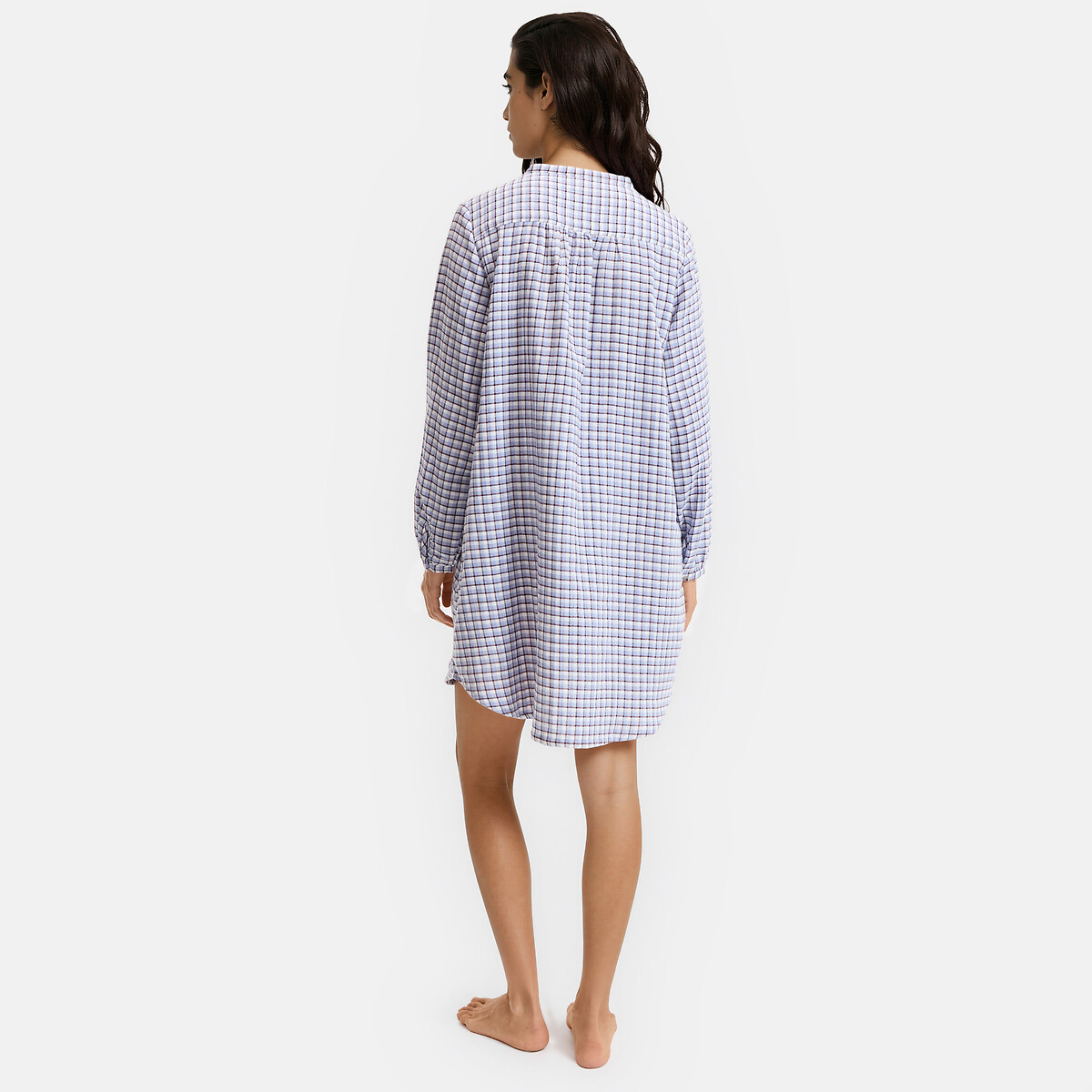Chemise de nuit en gaze de coton, Signature MARGOT carreaux, LA REDOUTE COLLECTIONS