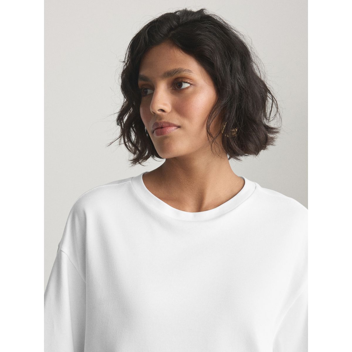 T-shirt droit ras du cou à manches courtes blanc, NEXT