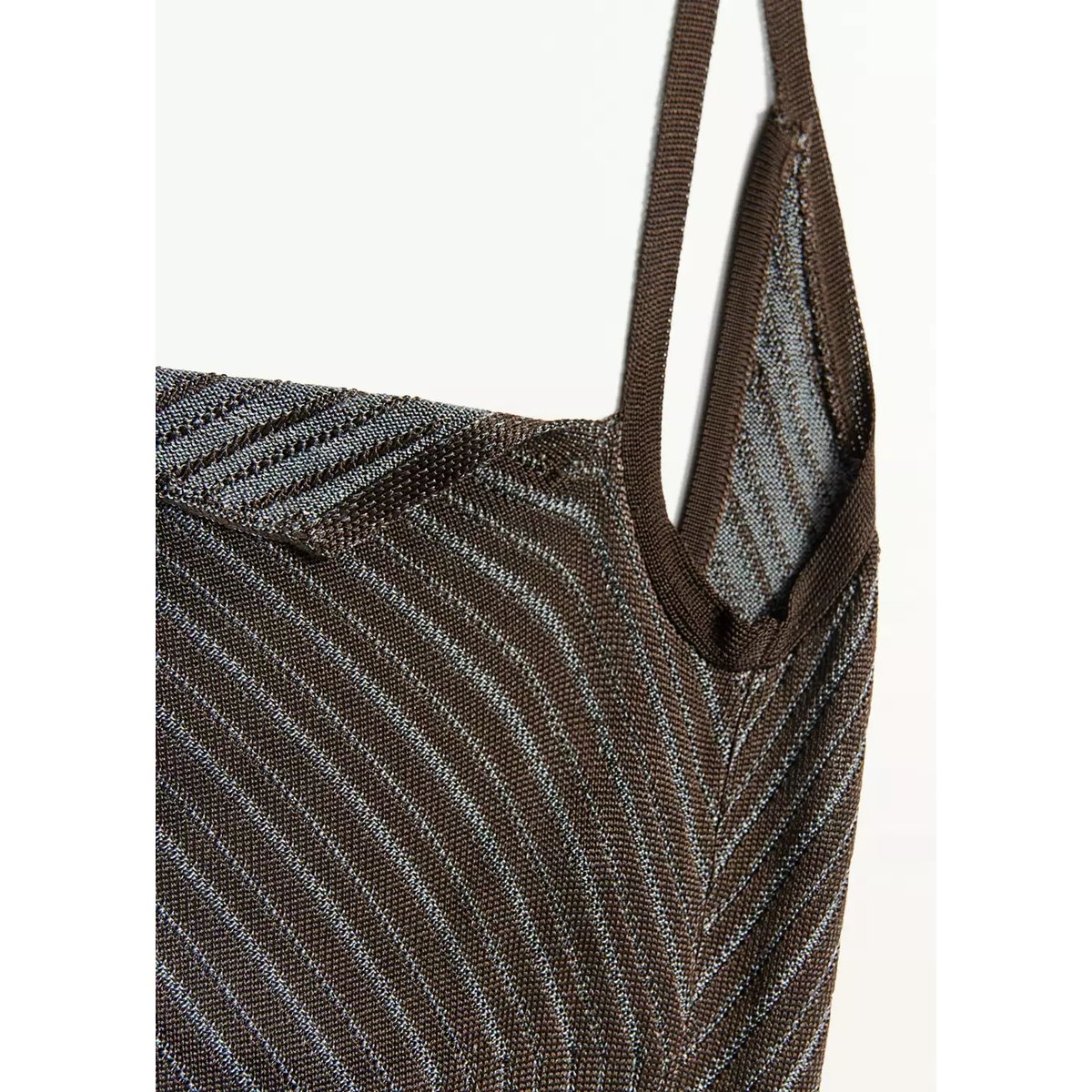 Robe en maille à rayures asymétrique café, MANGO