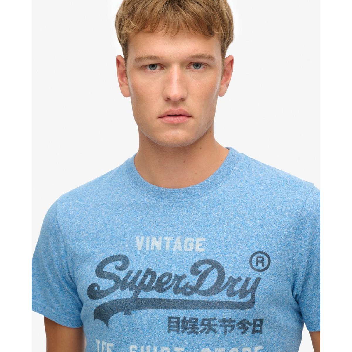T-shirt Vintage Logo Classic Coupe Décontractée bleu vif chiné, SUPERDRY