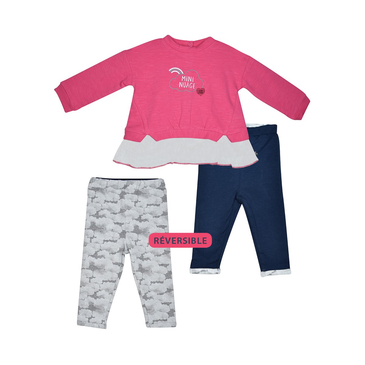 Sweat legging madelon maille bebe rose, SUCRE D'ORGE