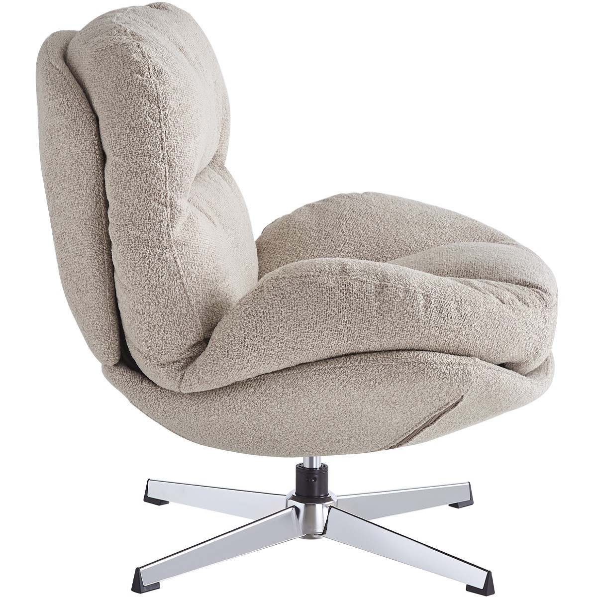 Fauteuil pivotant en tissu bouclé et piètement chromé - OLI taupe, HOMIFAB
