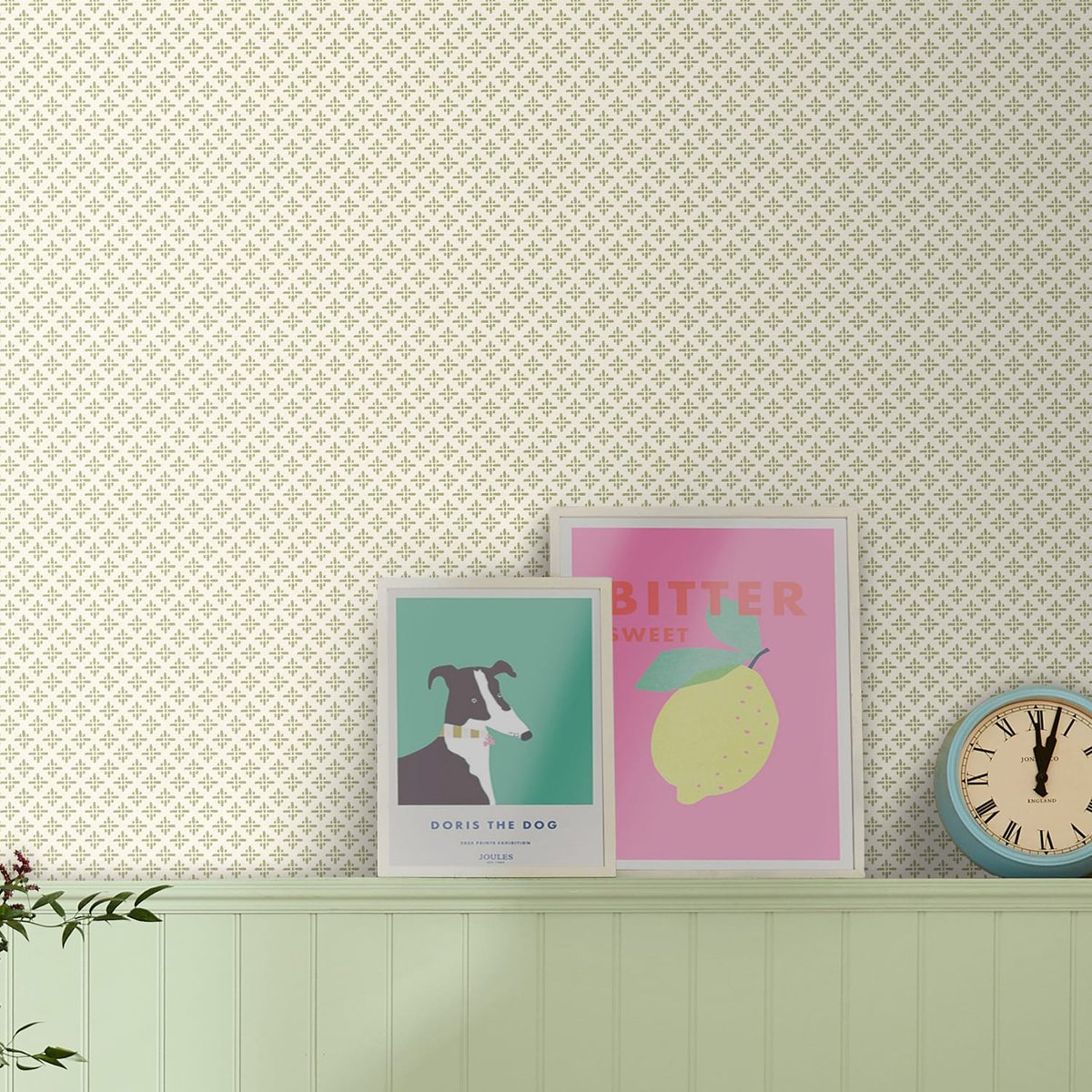 Papier peint Mini quadrillage étoilé du printemps vert, JOULES