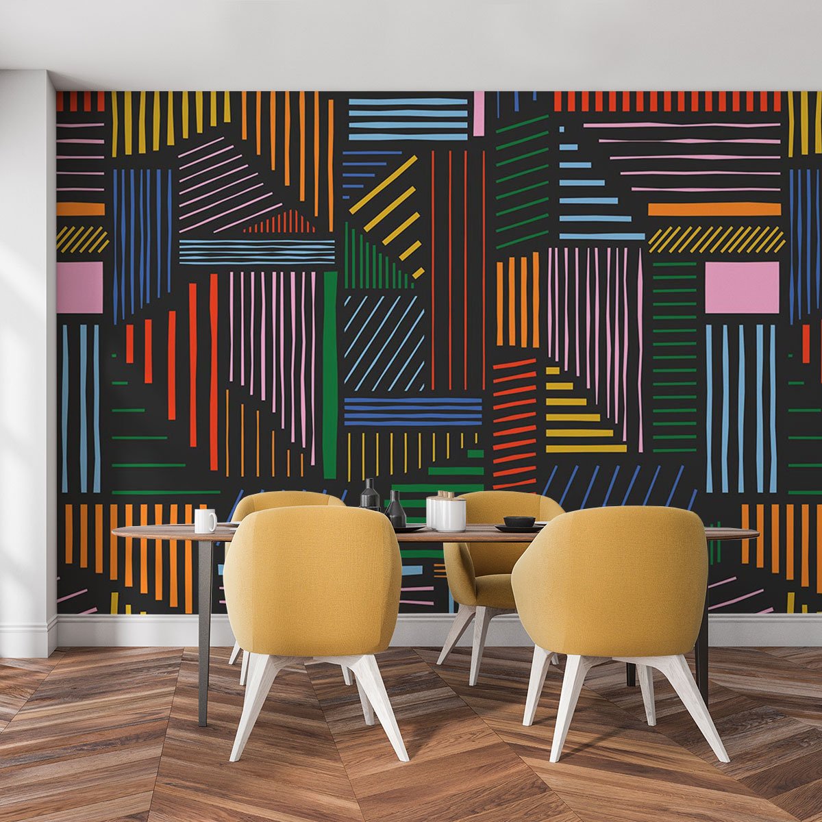 Papier peint grille coloree intissé, HEXOA