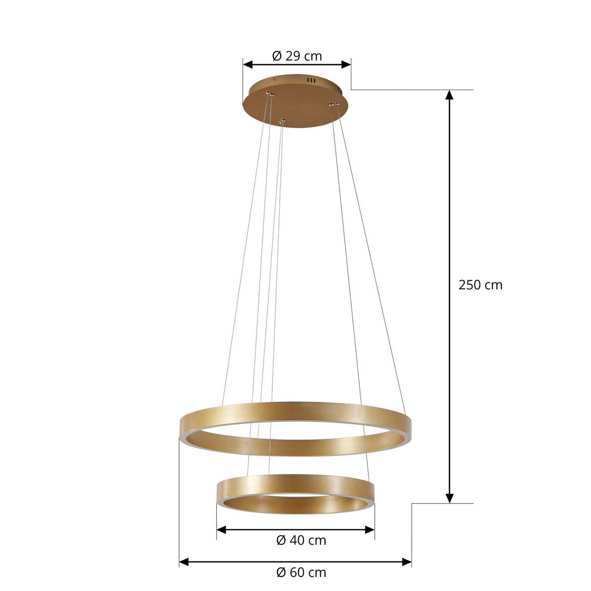 Suspension en métal moderneLED, Yonam or, blanc, LUCANDE