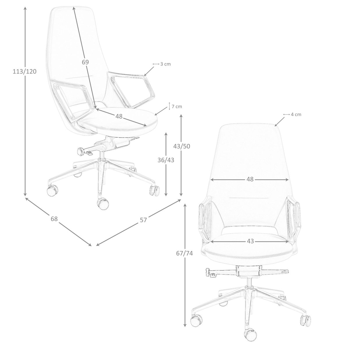 Fauteuil de bureau pivotant en similicuir acier noir, ANGEL CERDA