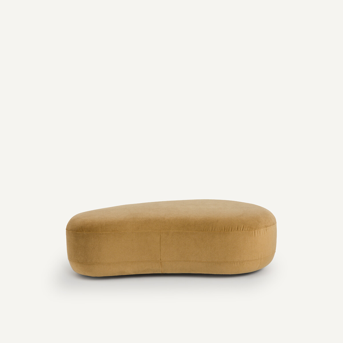 Voetenbank van linnen fluweel, Rosebury, ontwerp Emmanuel Gallina karamel, AM.PM X EMMANUEL GALLINA